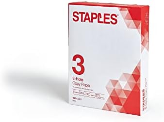 Staples 8.5" x 11" 3-Hole Punched Copy Paper, 20 lbs., 92 Brightness, 500/Ream