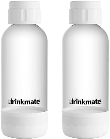 DrinkMate 0.5L Replacement Carbonation Bottles | Compatible with OmniFizz, LUX, and Spritzer | Matte Black, Pack of 2