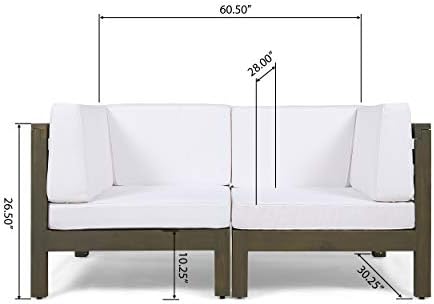 GDFStudio Outdoor Sectional Loveseat Set | 2-Seater | Acacia Wood | Water-Resistant Cushions | Teak and Beige