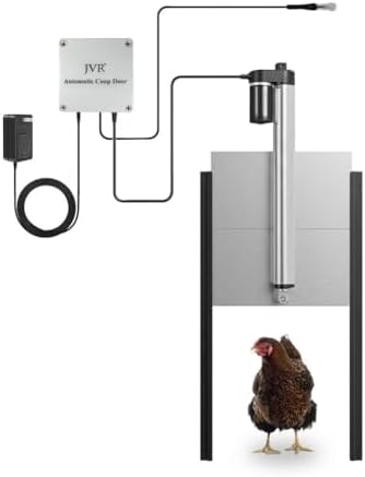 JVR Automatic Chicken Coop Door, Light Sensor Dusk to Dawn, Anti-Pinch Auto