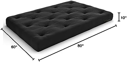 Nirvana Futons Extra Thick Premium 10-Inch Queen Futon Mattress, Black Twill - Made in USA