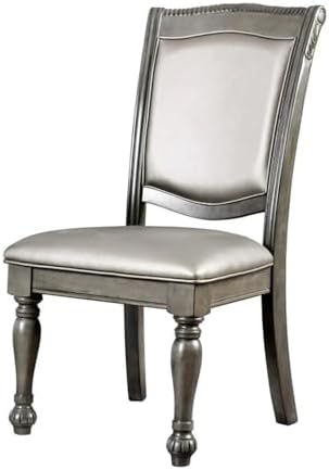 BOWERY HILL 19" Transitional Wood/Faux Leather Side Chair in Cherry (Set of 2)