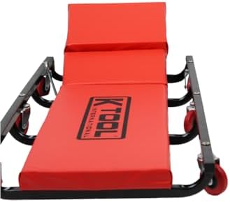 K Tool International 74961 Creeper Seat, Adjustable Headrest with Fully Padded Support, Oil Resistant Rubber Casters