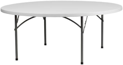 Flash Furniture 6 ft Plastic Round Folding Table, Granite White | Durable Construction, Commercial Use