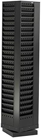Safco Rotating Wire Magazine Holder, Metal Display Rack with 16 Pockets, 4 Tier Rolling Organizer, Powder Coat Finish, 5 Casters, Charcoal