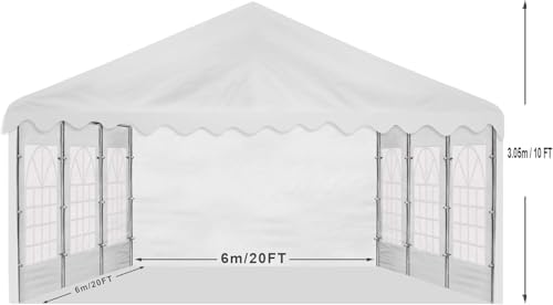 AMERICAN PHOENIX Party Tent 20x20 ft Heavy Duty Canopy Shelter for Wedding Event Fair with Fire Retardant Roof with Sidewalls and Windows White (20x20 - PE)