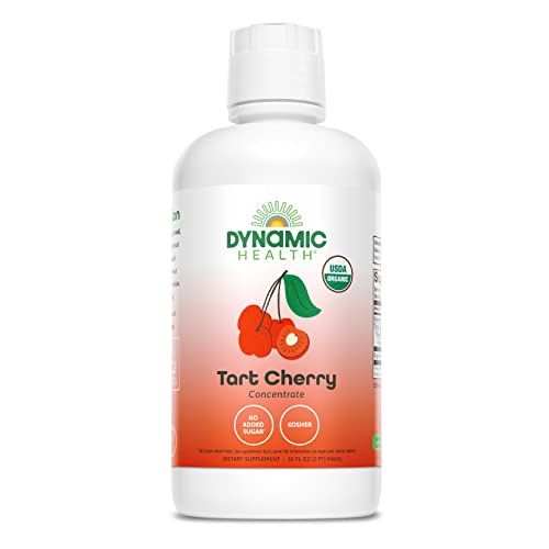 DYNAMIC HEALTH Organic 100% Tart Cherry Juice Concentrate, 32 fl oz | Antioxidant Support, Unsweetened, No Additives, 31 Servings, Vegan, Gluten Free