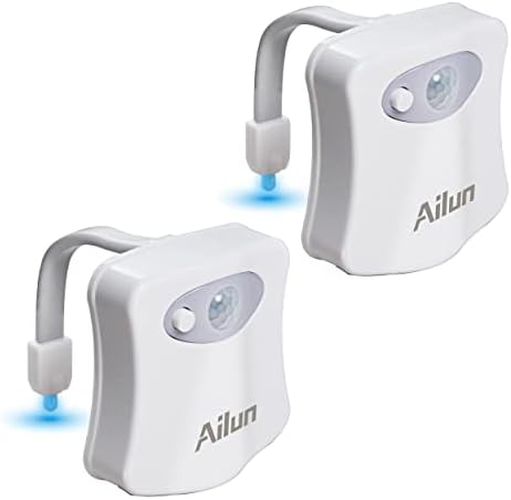 Ailun Toilet Night Light Motion Sensor LED 8 Colors Changing, 2 Pack | Motion Sensor Activated, Toilet Bowl Illuminate, Battery Not Included