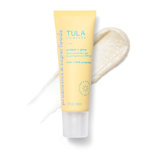 TULA Skin Care Protect + Glow Daily Sunscreen - Gel, Broad Spectrum SPF 30, Skincare-First, Non-Greasy