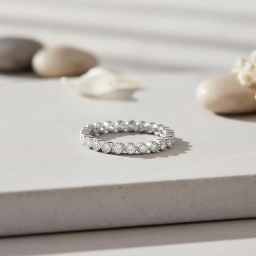 SILVERCLOSEOUT Rhodium Plated Sterling Silver Cz Cubic Zirconia Stackable Womens Eternity Band Promise Ring for Ladies (Size 4-11)