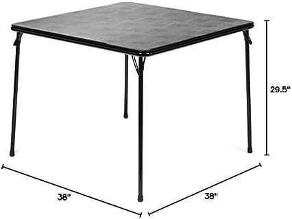 38" Square Folding Card Table - Portable, Easy-to-Store, Vinyl Upholstered, Sturdy Steel, Wheelchair Accessible - Beige