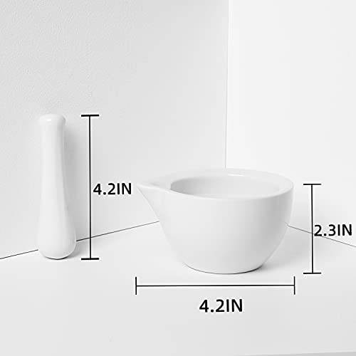 LEETOYI Small Ceramic Mortar Pestle Set, Herb Grinder Pill Crusher 3.3-inch
