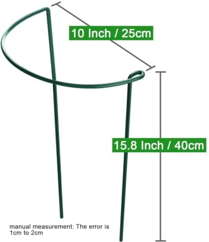 HiGift 8 Pack Plant Support Stakes, Half Round Metal Garden Plant Stake Indoor Peony Cages and Supports, Green Plant Support Ring Border for Tomato