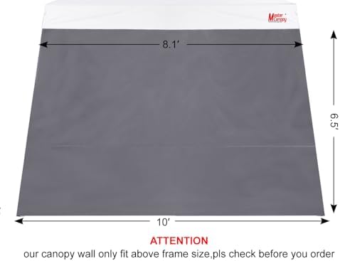 MASTERCANOPY SunWall Canopy Sidewall for 10x10 Slant Leg Canopy Tent, 1 Pack Sidewall Only (Black) | Waterproof UV‑blocking Durable Slant Leg SunWall Adds Shade and Blocks Wind for Canopies, Gazebos