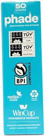 phade Phade 7.75 inch Jumbo Compostable Biodegradable Eco Straws,375 Count,Individually Wrapped,For Cold Drinks Only