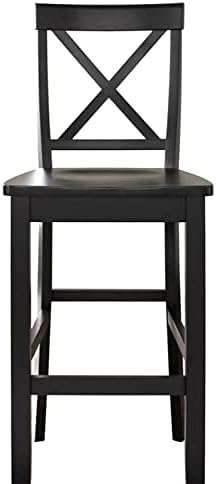 Crosley Furniture X-Back Wood Bar Stools Set of 2, Black, 30-inch