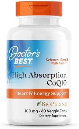 Doctor's Best High Absorption CoQ10 with BioPerine Supplement - Coenzyme Q10 Caps for Heart Health & Antioxidant Support, CoQ10 100mg for Women & Men, Non GMO, Naturally Fermented - 120 Veg Capsules