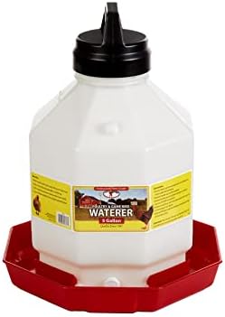 Little Giant® Plastic Poultry Waterer | Heavy Duty Plastic Gravity Fed Water Container | Easy to Fill | Snap on Jar | 7 Gallons