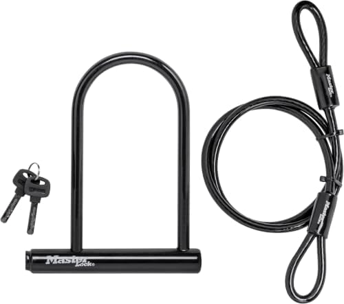 Master Lock Black Bike Lock with Key, Standard Size U-Lock for Bicycles and Other Outdoor Equipment, Anti-Theft Lock for Bikes, 8320D