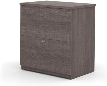 Bestar Universel 29W Standard Lateral File Cabinet in bark Grey | Adjustable leg levelers; ball-bearing drawer slides; Particle board construction