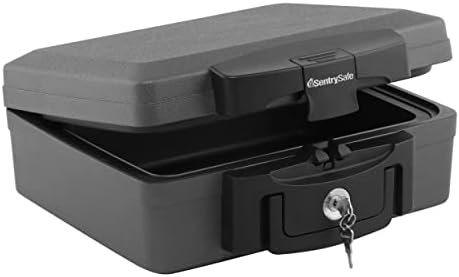 SentrySafe Fireproof and Waterproof Safe, Black Portable Lock Box with Key Lock and Carrying Handle for Money, Passport
