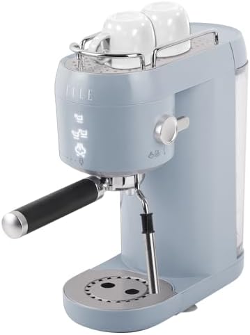 ELLE 1L Espresso Maker Latte and Cappuccino Maker with 20 Bar Pump Pressure and Illuminated Touch Button with Milk Frothing System and Cup Warmer 1400W White
