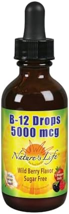Nature's Life B12 Drops 5000 mcg - Vitamin B12 Methylcobalamin - Liquid B12 Supplement for Energy Metabolism, Nerve Function and Red Blood Cell Support Natural Mixed Berry, Sugar Free (200 Serv, 4oz)