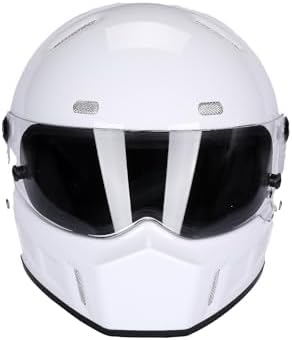 CRG Sports Retro Full Face Motorcycle Helmet, DOT Approved Fiberglass Street Bike Helmet with Clear Visor, Lightweight Cafe Racer Cruiser Motorcycle Helmet