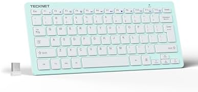 TECKNET 2.4G Wireless Keyboard - Mini Compact Keyboard with Media Hotkeys, 12-Month Battery Life, Compatible with PC, Desktop, Laptop, Smart TV - Black