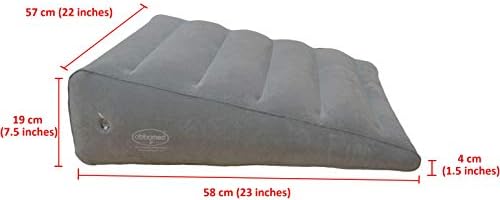 ObboMed HR-7510 Inflatable Portable Bed Wedge Pillow with Velour Surface for Sleeping, Travel, Trip Vacation, Horizontal Indention Prevent Sliding, 23” x 22” x(7.5”~1.5”), Cyan