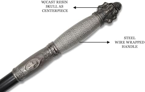 BladesUSA – Fantasy Axe – Full Size Fantasy Medieval Battle Axe, Dual Blades and 11 Steel Spikes Around Center Skull. Wire Wrapped Handle