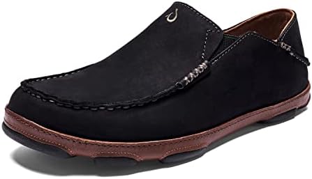OluKai Moloa Men's Premium Leather Shoes, Easy Slip On & Off Design | Casual & Versatile Loafer, Drop-in Heel & Enhanced Traction