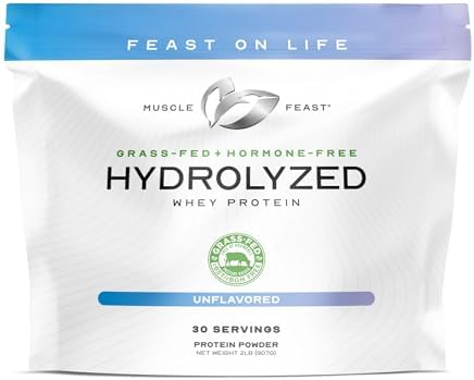 Muscle Feast Grass Fed Hydrolyzed Whey Protein Powder, Chocolate (2lb) | All Natural Hormone-Free, Hydro Whey Powder for Men and Women, Clean, Non-GMO, Delicious Hydrolyzed Protein Powder