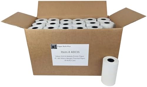 Zebra ZQ520/QL420/RW420 Mobile Printer Thermal Paper - 4" x 80' (36 rolls) - Law Enforcement E-Citation Ticket Paper - (NOT LABELS)