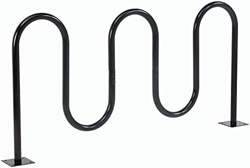 Global Industrial 68" L Wave Bike Rack, Black, Flange Mount, 7-Bike Capacity