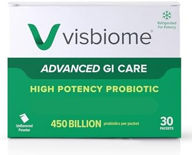Visbiome® Advanced GI Care High Potency Probiotic, 450B CFU, 30 Packets | Original De Simone Formulation®, Multi-Strain, Refrigerated Probiotics, Low FODMAP Certified, Gluten-Free, Made in USA