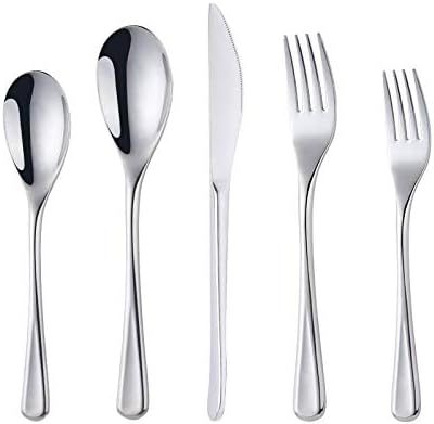 Silverware Set Stainless Steel 20 Piece Flatware Set Kitchen Cutlery Heavyweigh Utensil Service for 4 Include Knife Fork Spoon, Mirror Finish