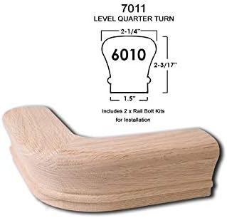Red Oak 6010-8E 2-1/4 inch Width x 2-3/8 inch Tall Traditional Style Straight Wood Handrail for Stair Remodeling 8 feet Long