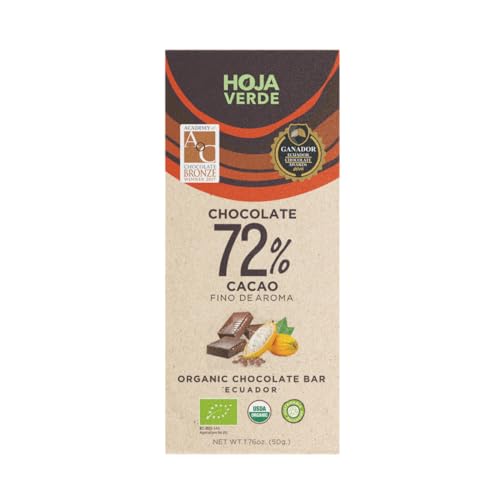 Hoja Verde Dark Chocolate Sugar, Dairy Free Bars, Keto Friendly, Certified Organic | Vegan, Natural, Non-GMO and Gluten Free (100% Pure)