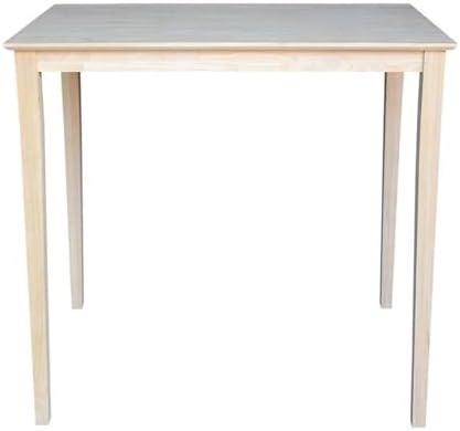 International Concepts Table Top Solid with Wood Bar Height Shaker Legs, 30 by 48-Inch, Unfinished