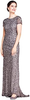 Adrianna Papell Womens Short-Sleeve All Over Sequin Gown