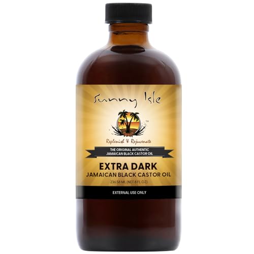 Sunny Isle Extra Dark Jamaican Black Castor Oil 8oz | Hair, Scalp, Skin | Richer Thicker Moisturizing Oil for Hair Growth, Dry Scalp, Damaged Hair Repair, Edges, Eyebrows, Eyelashes, Unscented