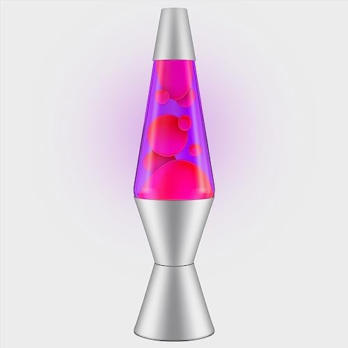 14.5-Inch Silver Base Lava Lamp with Purple Wax in Blue Liquid - 2118