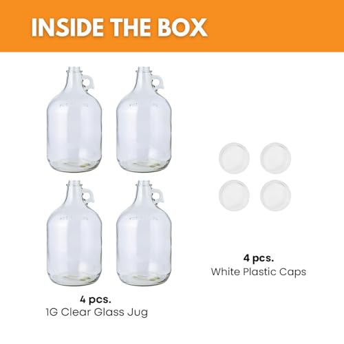 1 Gallon Glass Jug | 128 oz Clear Container Without Stopper or Cap | Reusable Glass Water Jug for juice, oils, syrups and liquid detergent, with a sturdy handle for storage | Laundry container