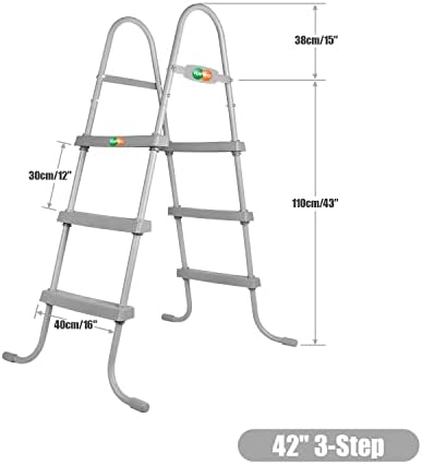 YUEWO 36" 2-Step Steel Frame Above Ground Swimming Pool Ladder with Non-Slip Plastic Steps for Entry and Exit System Swim Pools