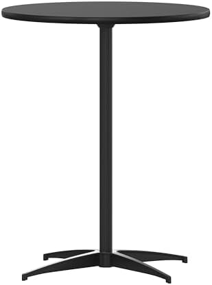 Flash Furniture Lars 24" Round Wood Cocktail Table with 30" and 42" Adjustable Columns, Adjustable Bar Height, for Events or Home Use