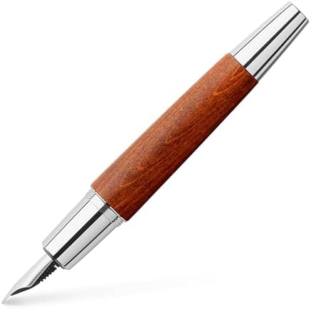 Faber-Castell e-motion Fountain Pen, Wood and Chrome Brown - Fine