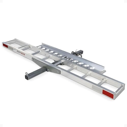 Black Widow Aluminum Dirt Bike Hitch Carrier with Ramp, 400 lb Capacity | Non-Folding Motorcycle, eBike & Fat Tire Bike Hauler for Truck & SUV, Fits 2-Inch Class III/IV Hitch Receiver
