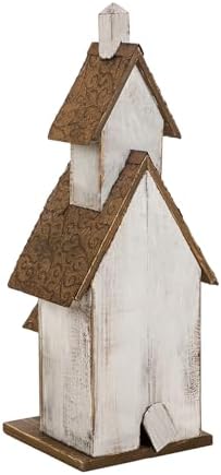 Glitzhome Rustic Hand Painted Wooden Church Birdhouse, Extra-Large 23.62" H Hanging Bluebird Houses for Outside