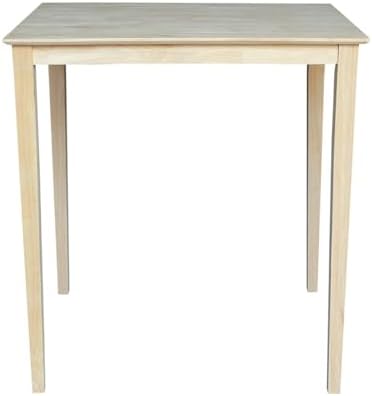 International Concepts Table Top Solid with Wood Bar Height Shaker Legs, 30 by 48-Inch, Unfinished